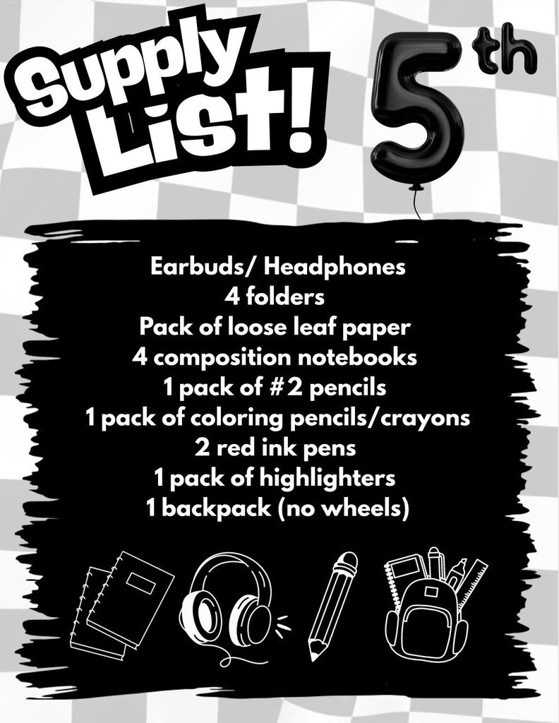 School Supplies List 2025-2026 School Year
