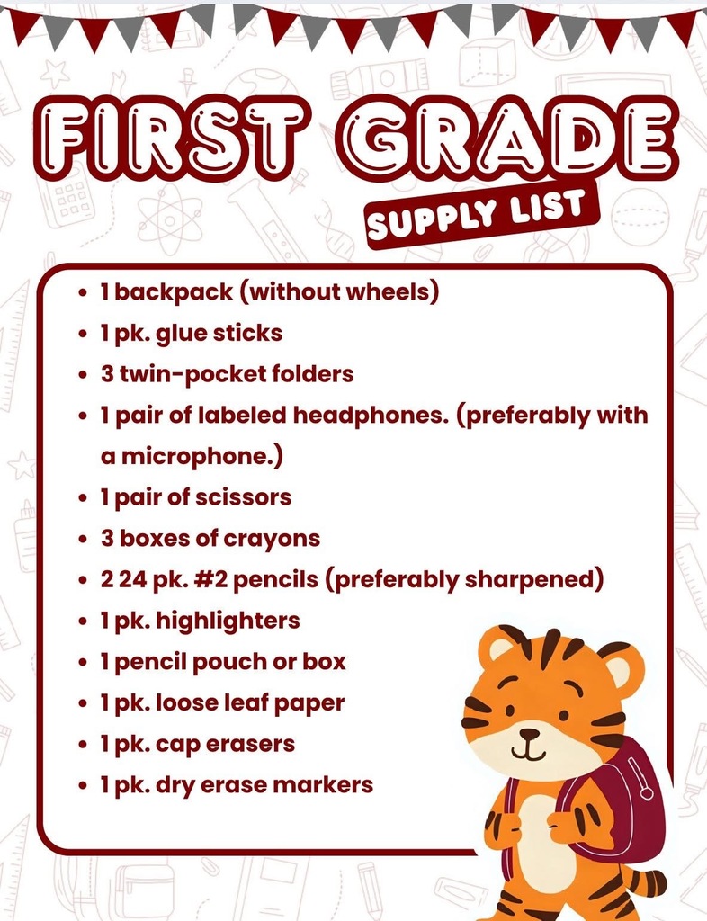 School Supplies List 2025-2026 School Year