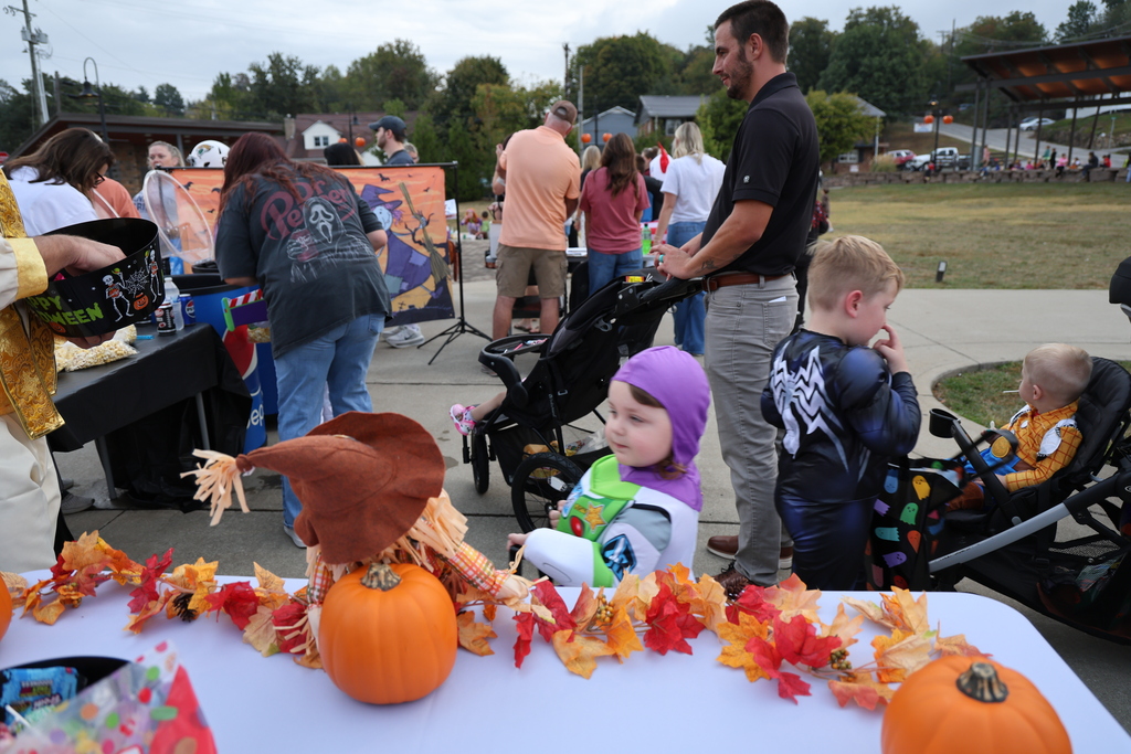 Children visiting booths