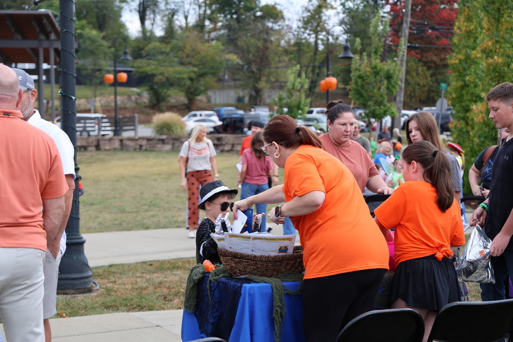Children visiting booths