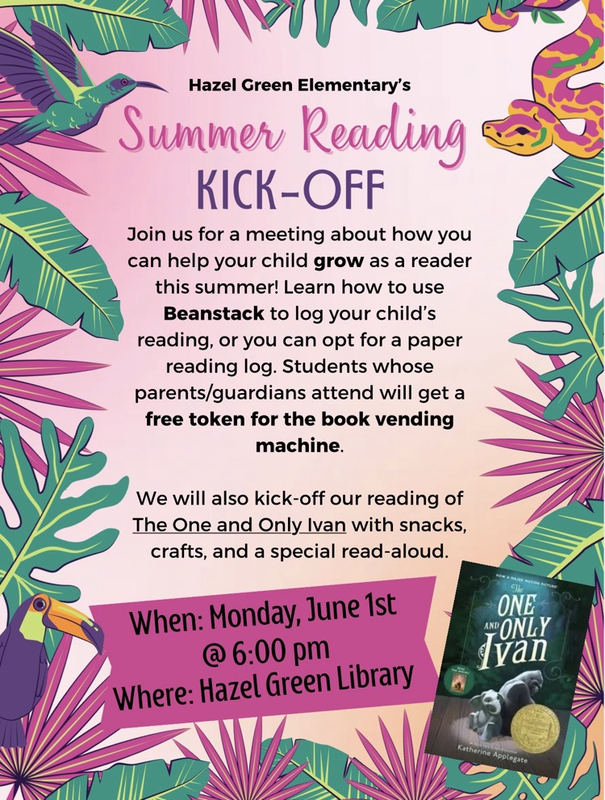 kickoff summer reading on June 1st at 6 pm at the HG library