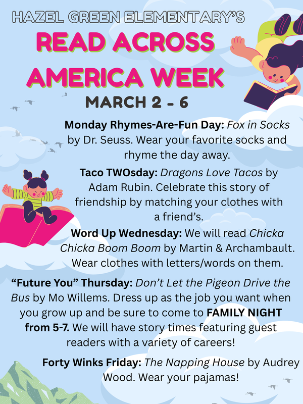 Read Across America Week Flyer for March 2 -6