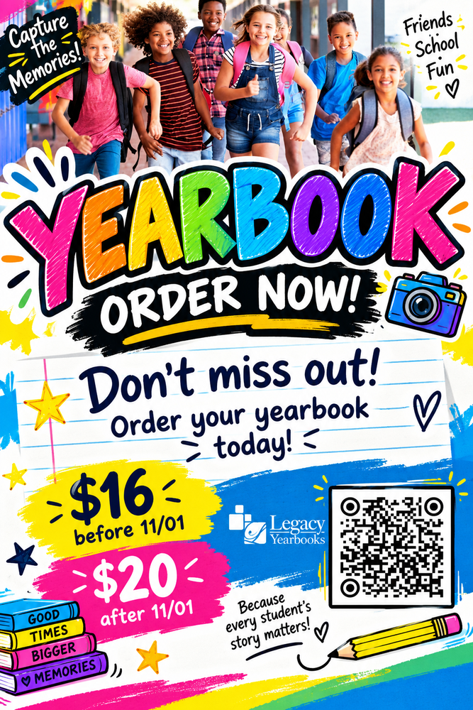 Poster with yearbook buying options.