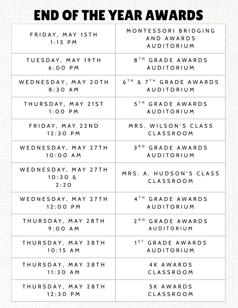Awards Day Schedule