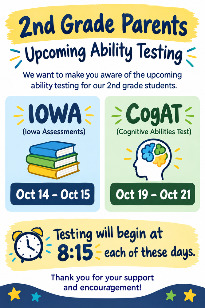 2nd Grade Ability Testing Dates