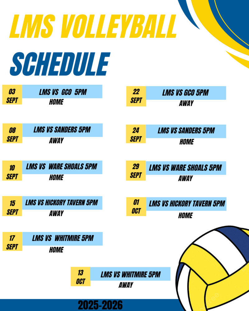 2025-2026 Volleyball schedule picture