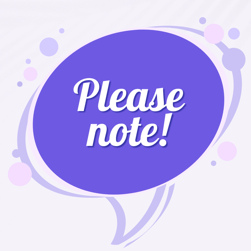 Purple Please Note Graphic