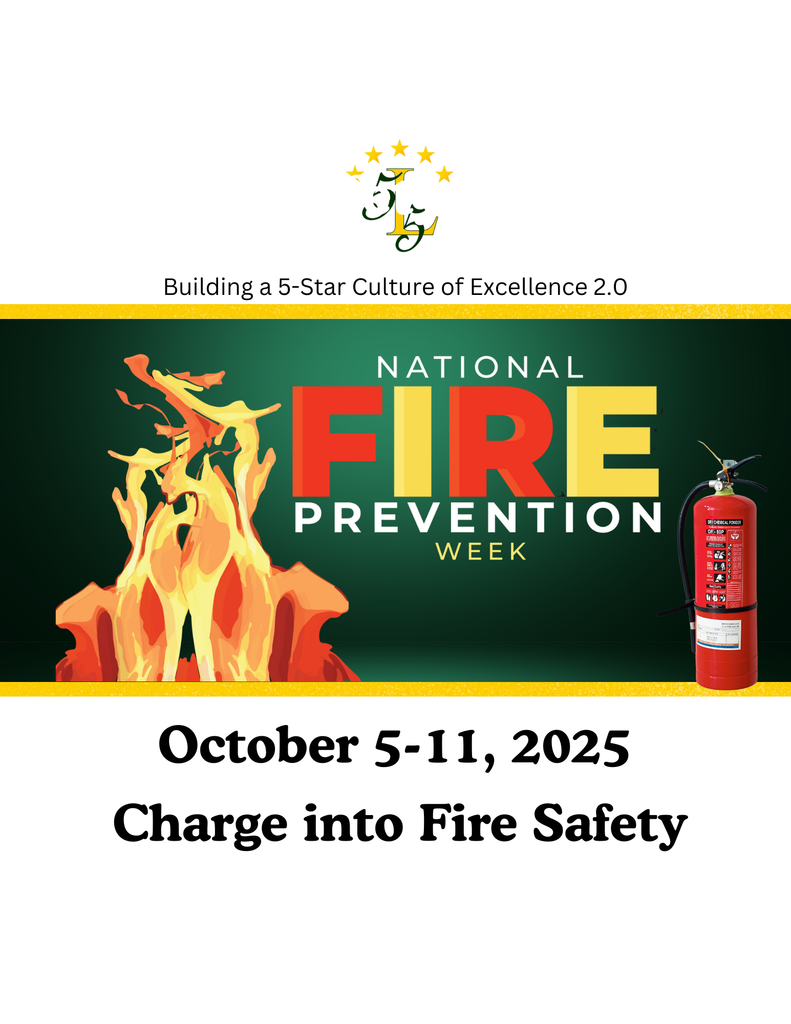 Building a 5-Star Culture of Excellence 2.0. National Fire Prevention Week. October 5-11, 2025. Charge into Fire Safety.