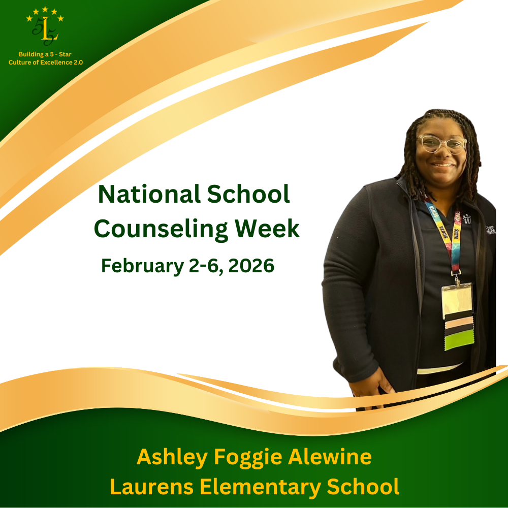 Building a 5-Star Culture of Excellence 2.0. National Counseling Week February 2-6, 2026. Ashley Foggie Alewine Laurens Elementary School.