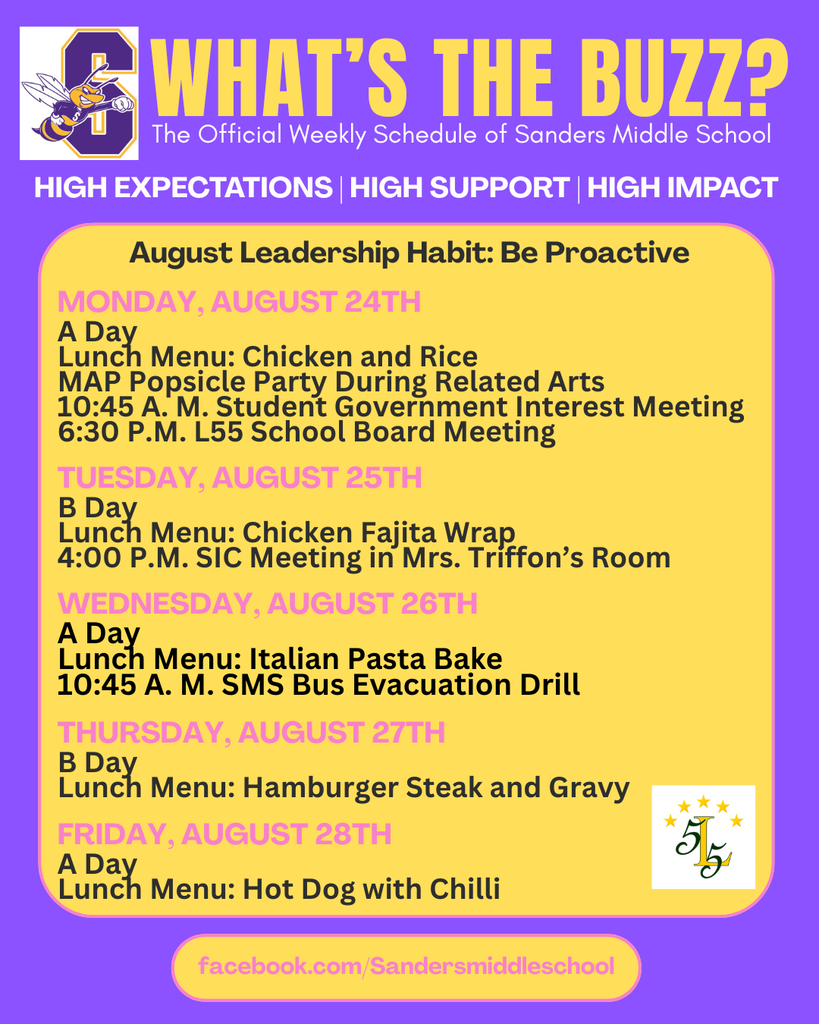 Color graphic for What's the Buzz Week of August 24-28