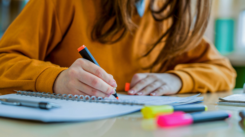 student studying