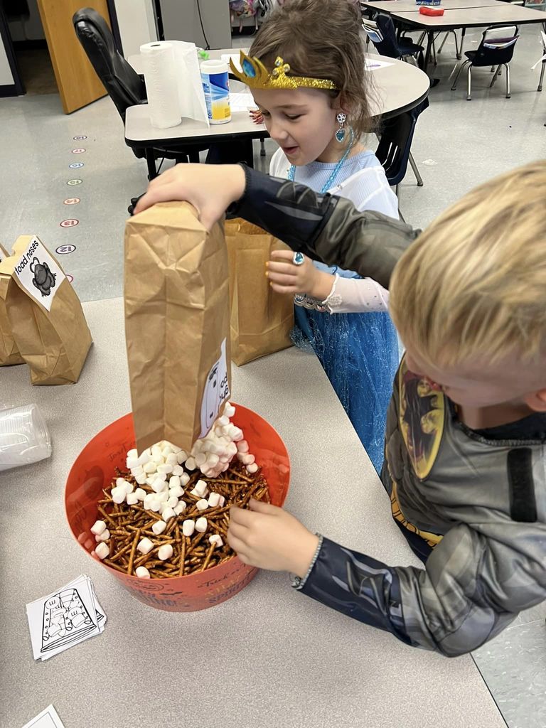 Mrs. Sotherland’s class followed steps to make some witches brew in their costumes today!