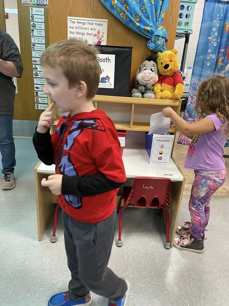 Ms. Amy’s students exercised their rights and responsibilities this morning as they had a mini voting booth