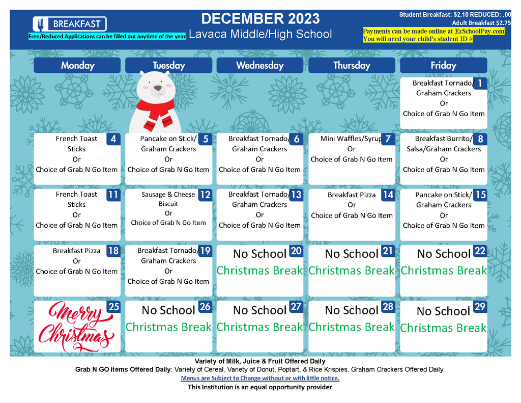 December Menu