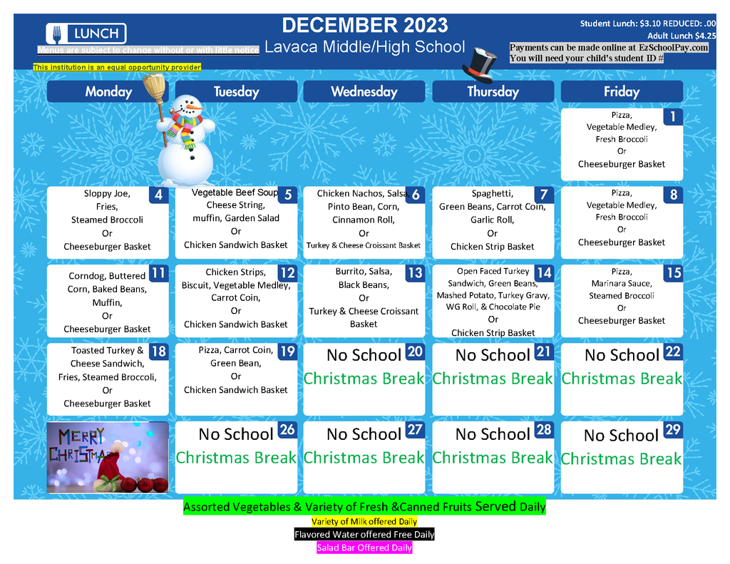 December Menu