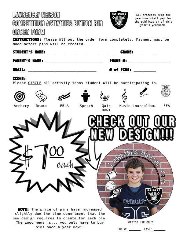 Lawrence/Nelson's Activities Button Pin Order Forms