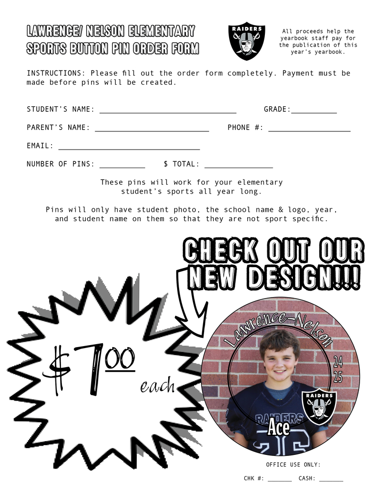 LN elementary button pin order forms