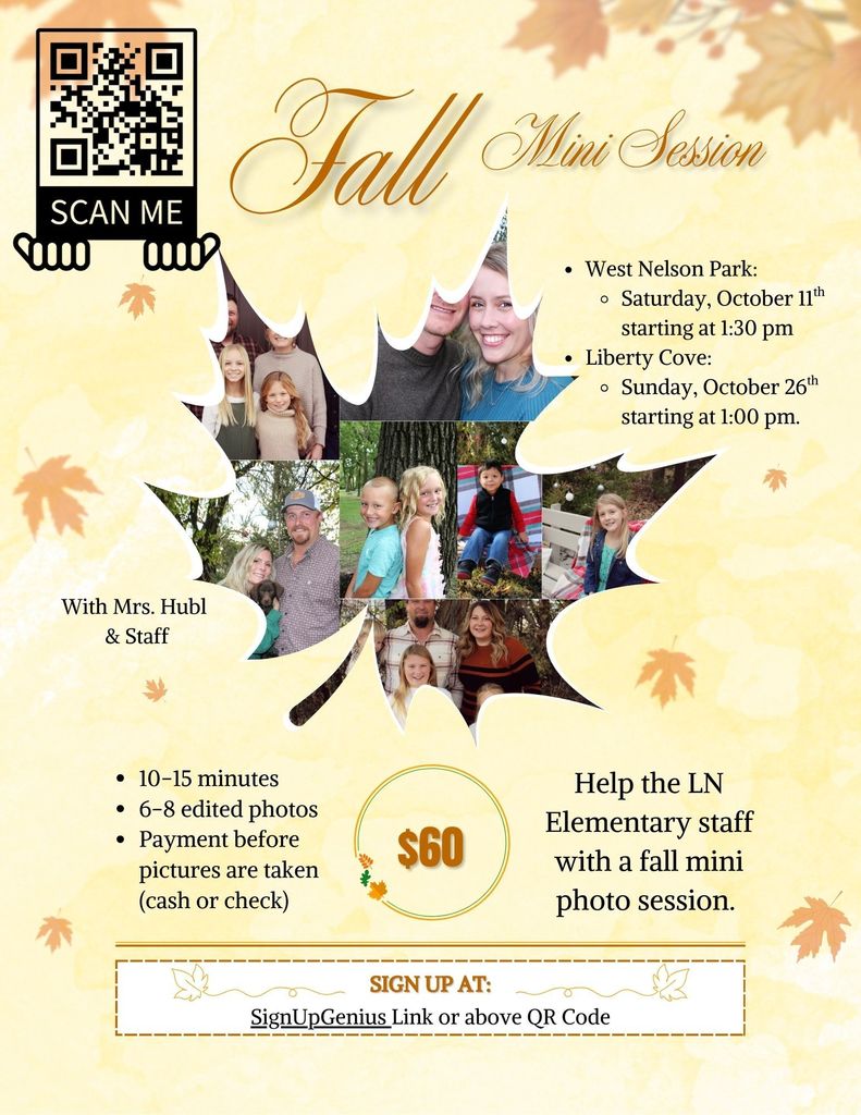 Elementary Fall Mini Session Sign