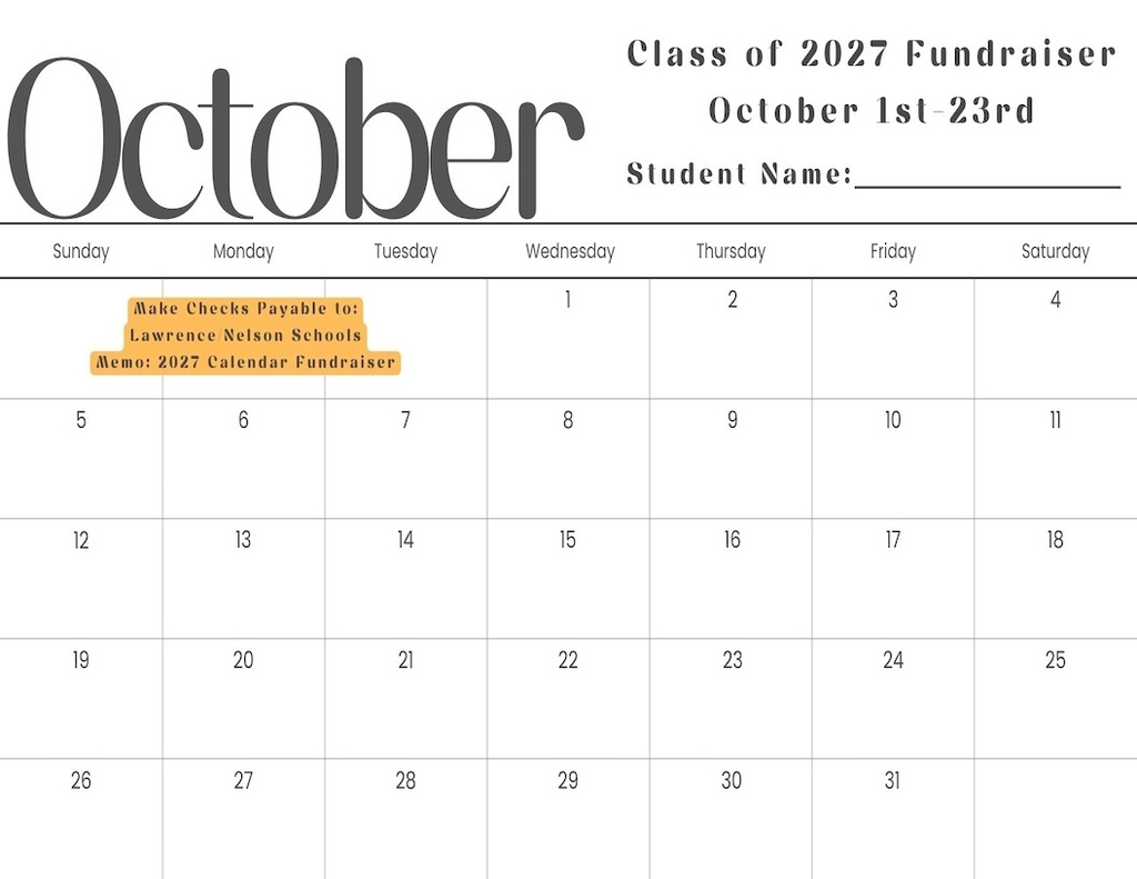 Image of Lawrence-Nelson Junior class calendar fundraiser