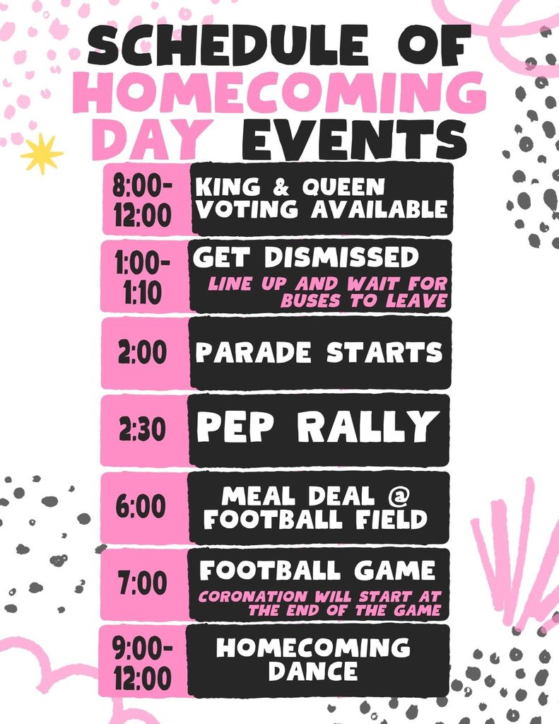 Homecoming Schedule