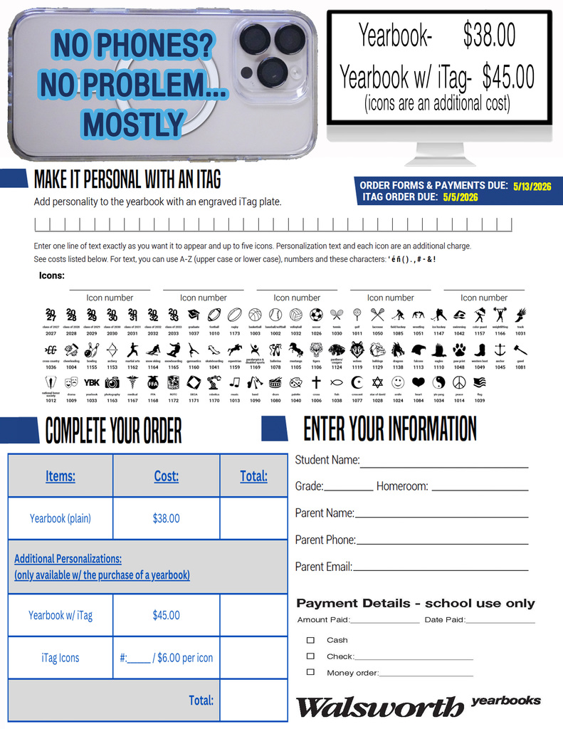 LN 2025-2026 yearbook order forms- due May 13,2026