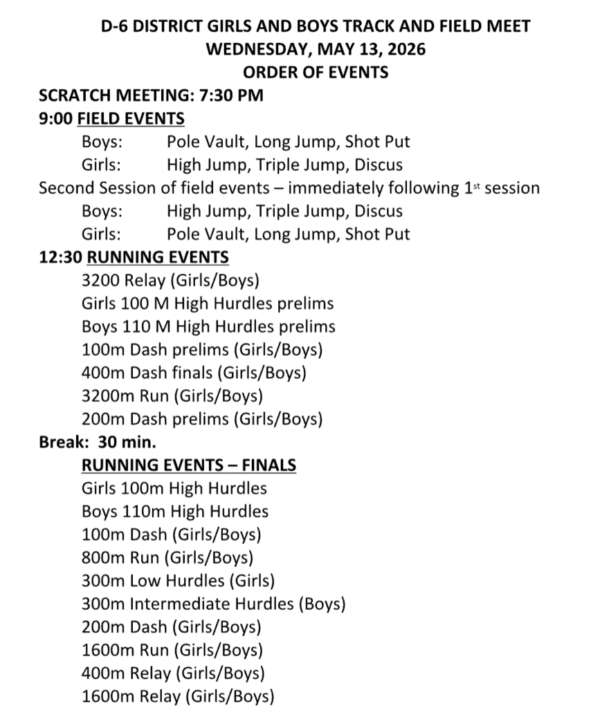 track schedule