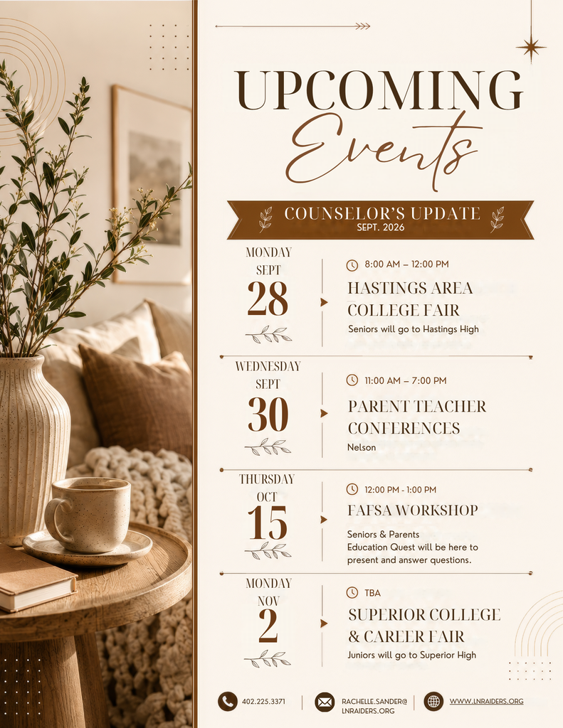 Upcoming Events from the Counselor