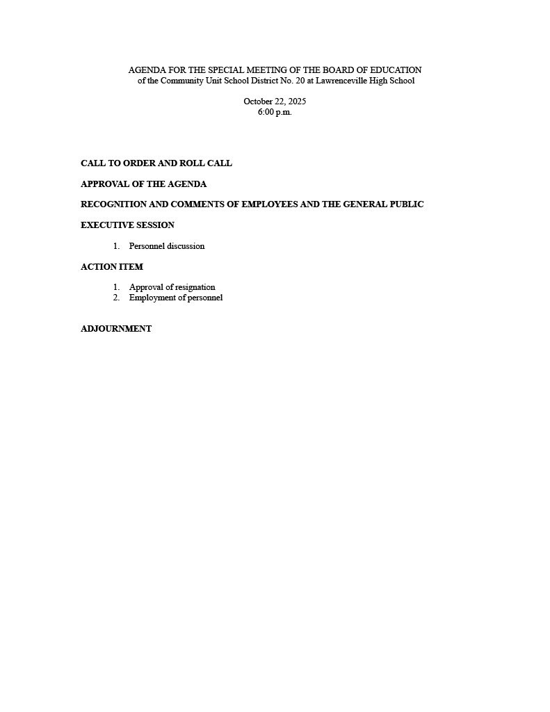 📢 Notice of Special Board Meeting