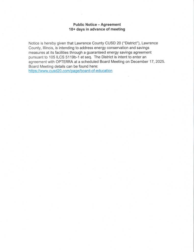 Public Notice- Agreement