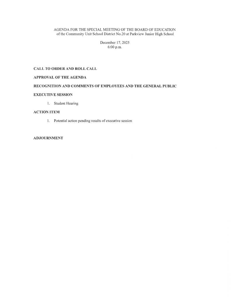 Special Board Meeting 12.17.25