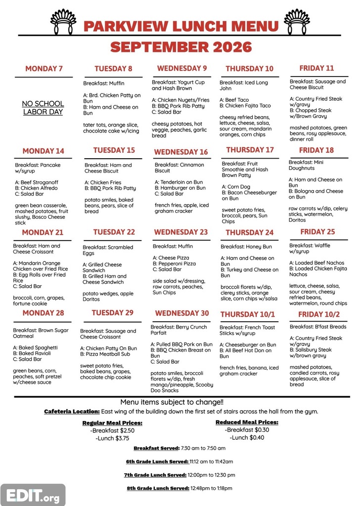 September Menu
