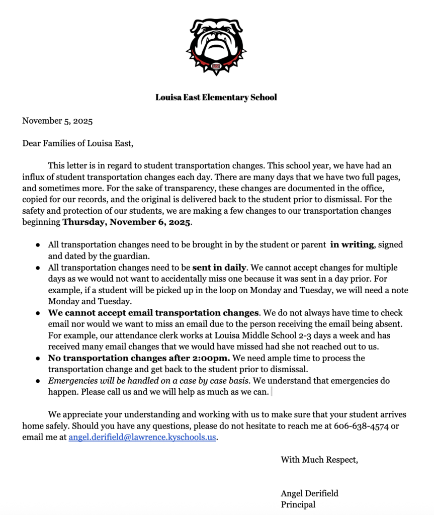 Transportation Letter