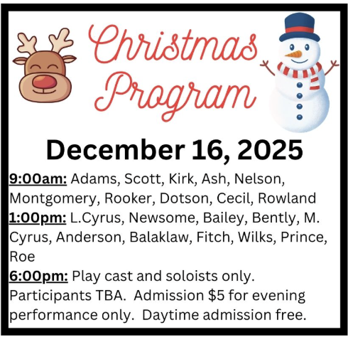 Christmas Program Times