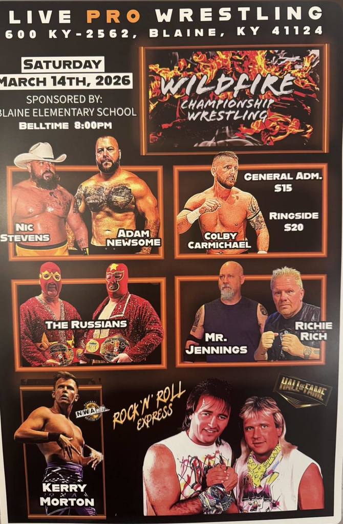 BES is sponsoring a fundraiser with the Wildfire Wrestling event to be held on Saturday, March 14th, at 8 PM!