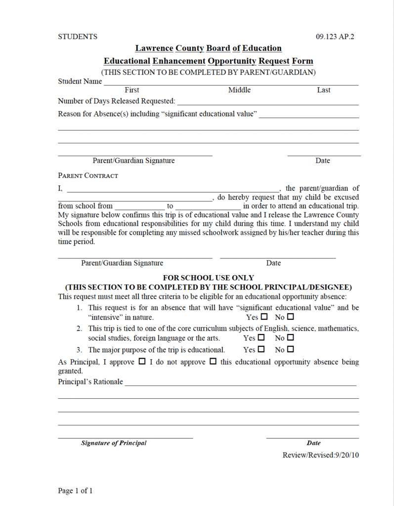 Educational Enhancement Form 