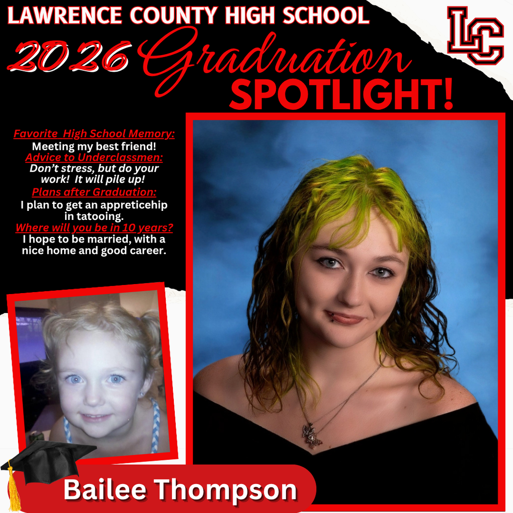 A banner shows a young woman with green hair and a black top. Text reads "2026 Graduation Spotlight!"