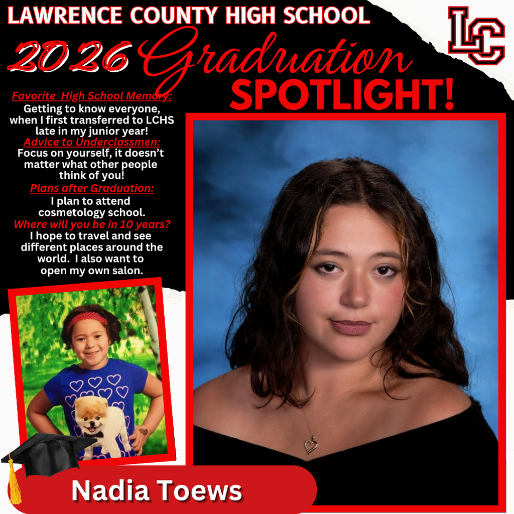 Graduation spotlight featuring Nadia Toews, a student, with a photo of her and a smaller picture of her with a dog.