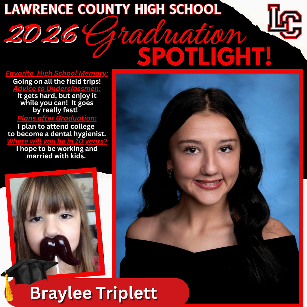 High school graduation spotlight for 2026 featuring Braylee Triplett, with a smiling photo and text about her plans and memories.