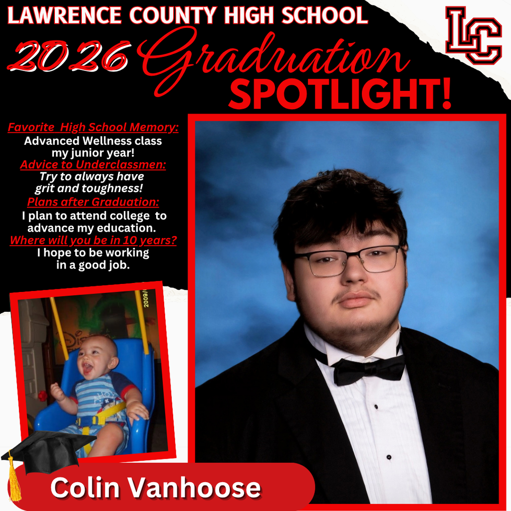 Graduation spotlight featuring a male student with a baby photo, wearing formal attire, glasses, and bow tie.