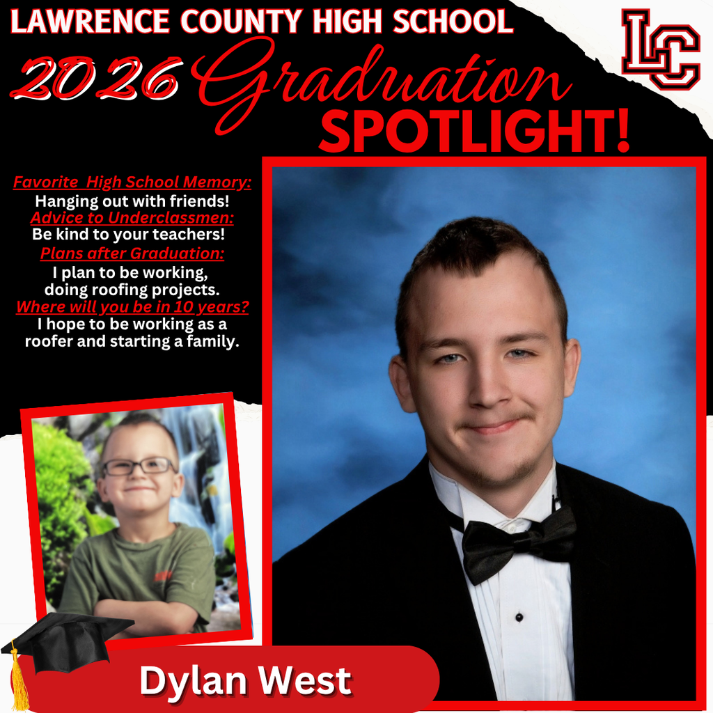 Graduation announcement with text, photos of a smiling graduate, and a picture of him as a child.