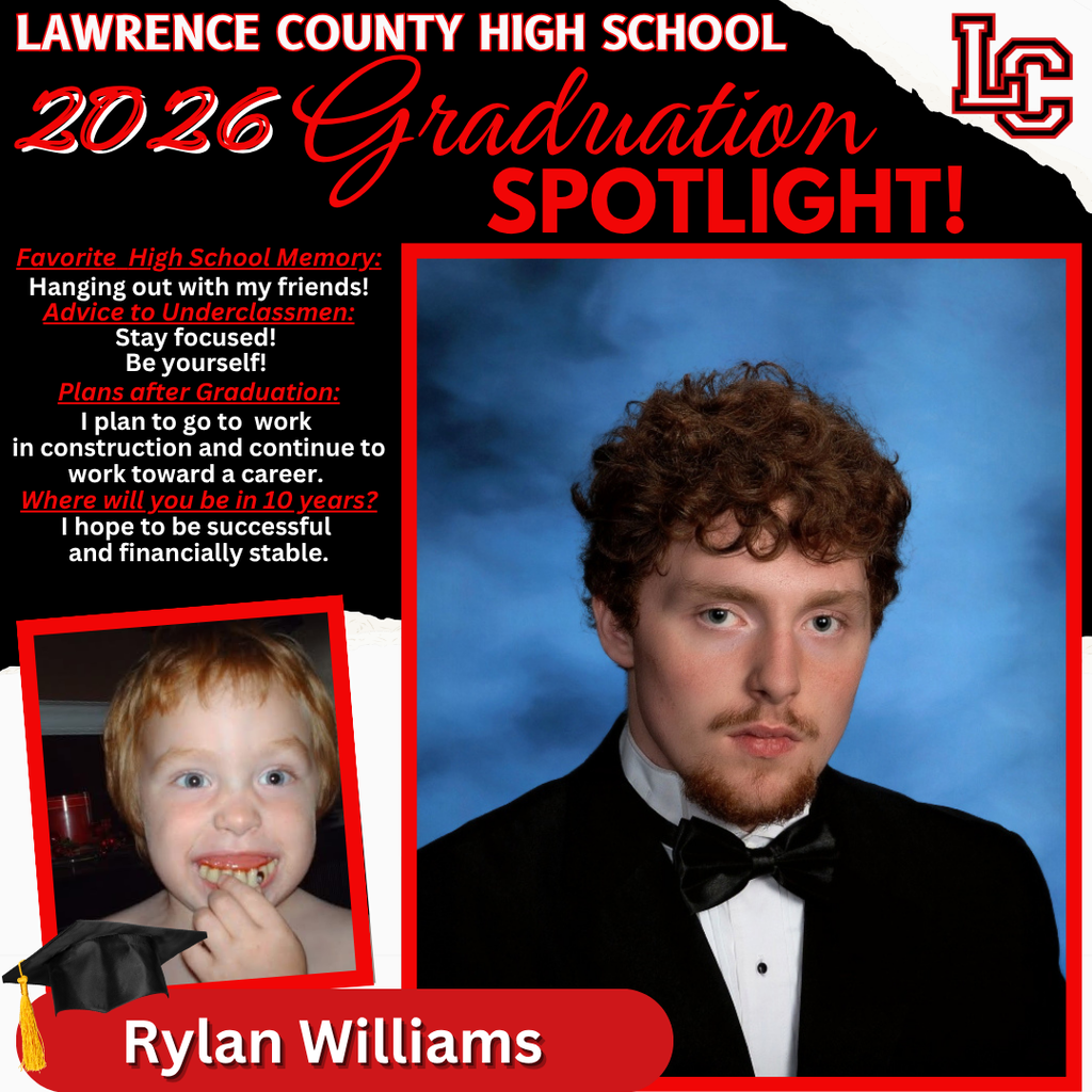 A high school graduation spotlight featuring Ryan Williams. Text details his favorite memory, advice, and future plans.