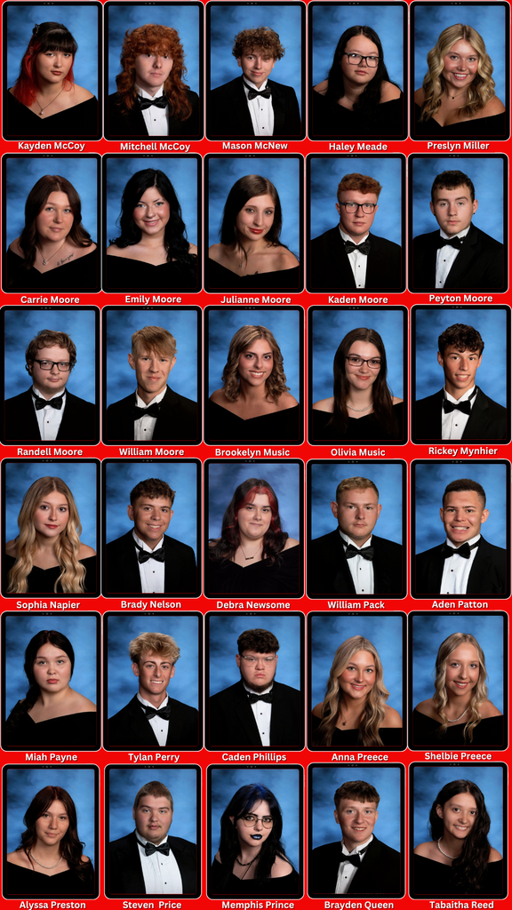 A grid of 30 individual portraits. Each person in formal attire with a bow tie, and black dress or suit.