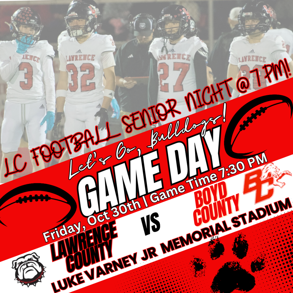 Five football players in white jerseys stand together, holding footballs. A poster advertises a football game with text.