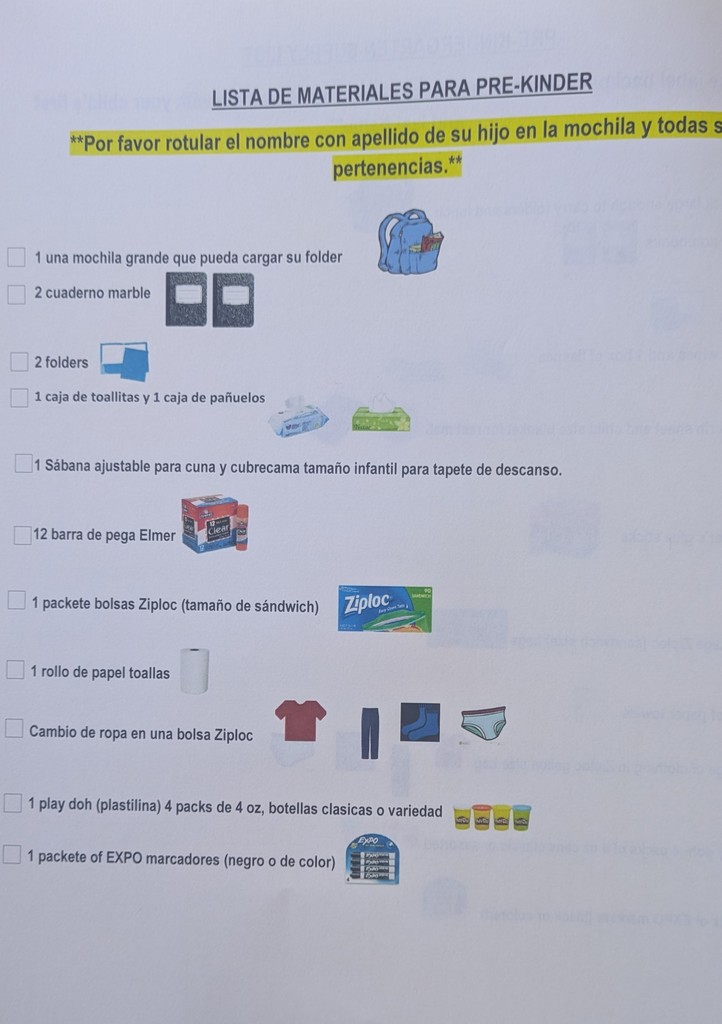 supply list