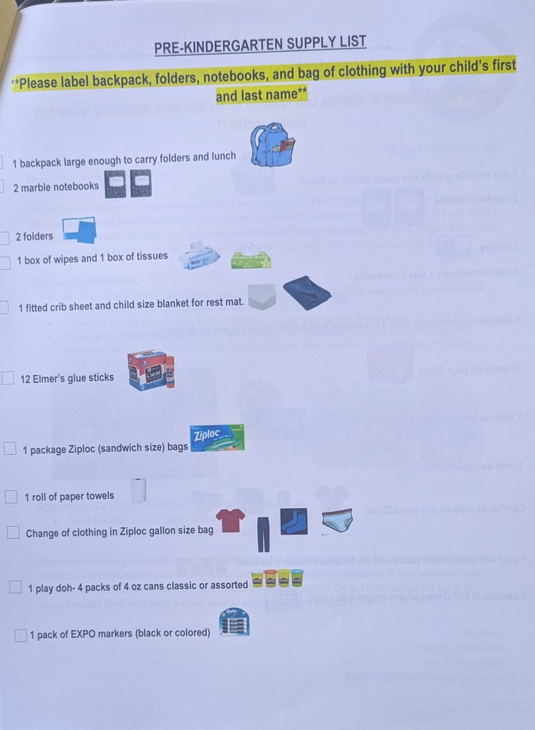 supply list