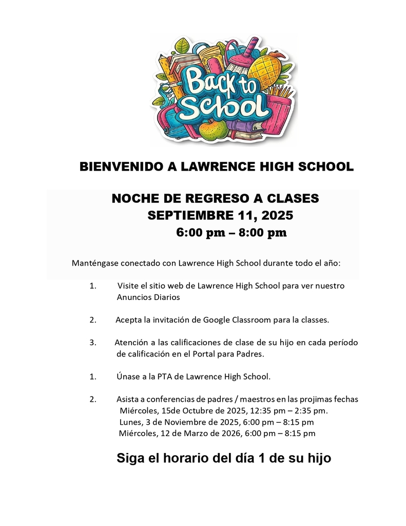 Back to School Night 2025 Spanish
