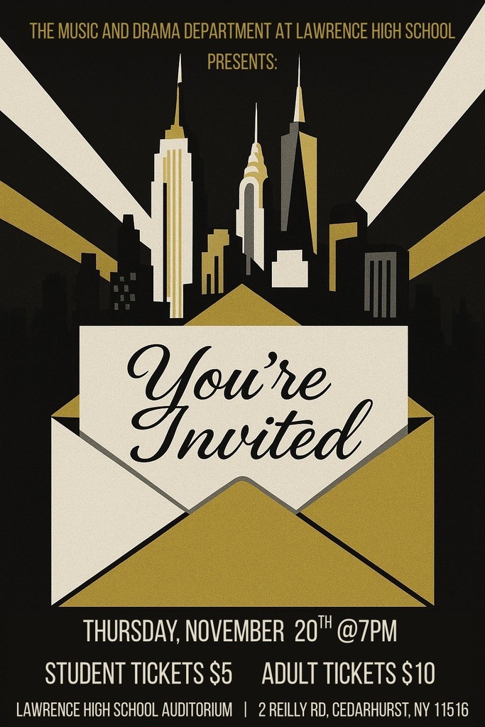 Join us for the HS Broadway Showcase performance of "You're invited" featuring songs on a "Musical Journey through the heartbeat of New York City." on Thursday, November 20th at 7 pm.