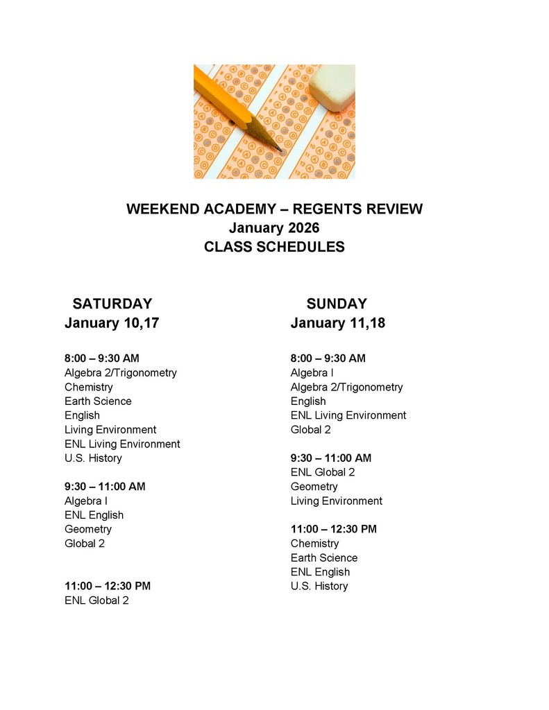 January Weekend Academy Flyer