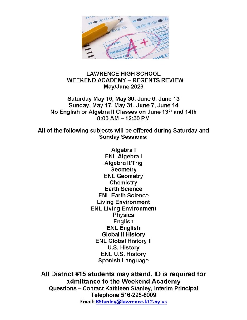 Weekend Academy & Regents Review Flyer
