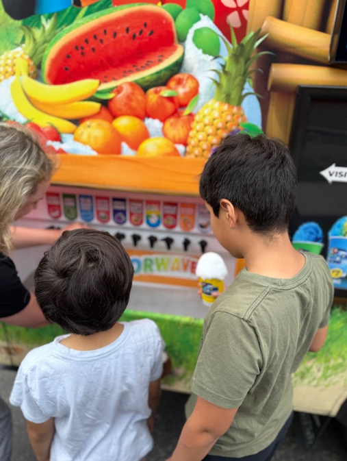 Students selecting flavors
